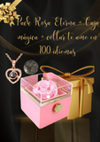 PACK ROSA ETERNA + CAJA MÁGICA PREMIUM + COLLAR TE AMO 1OO IDIOMAS.