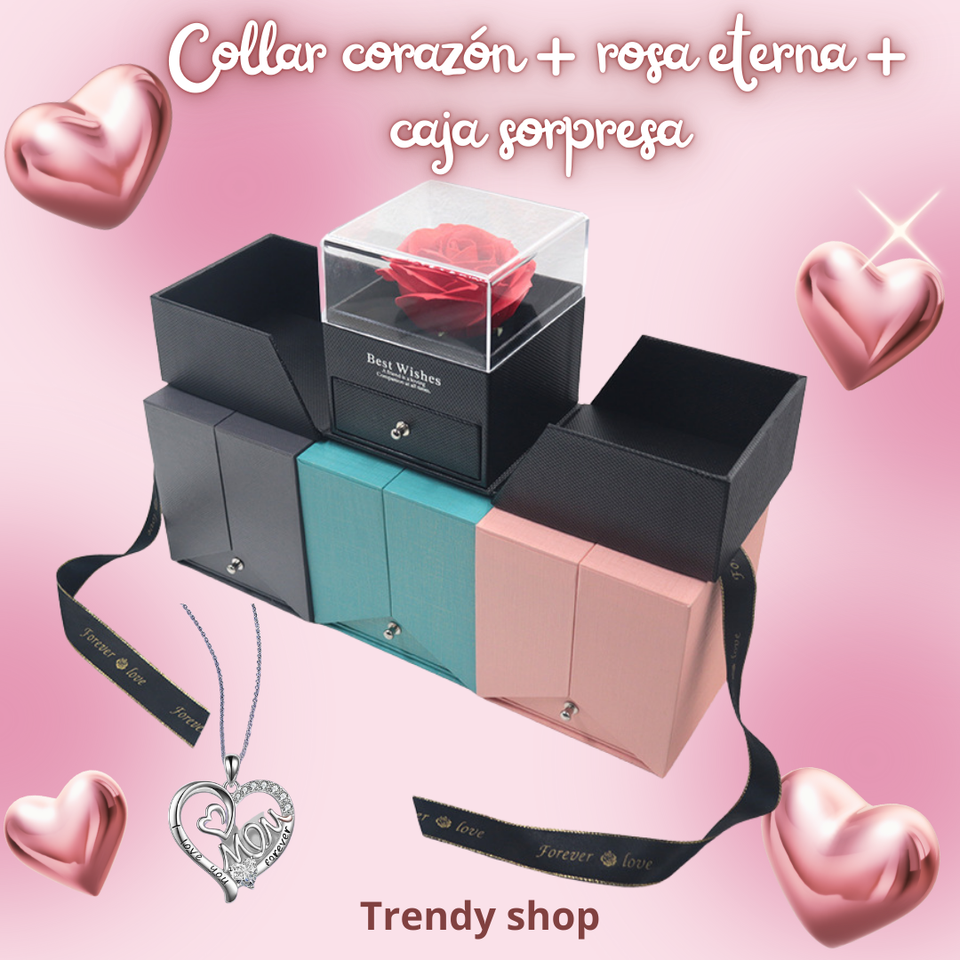 PACK ROSA ROJA + COLLAR MOM + CAJA SORPRESA